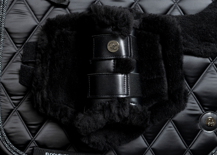 Black Merino Fleece/Leather Tendon Boots