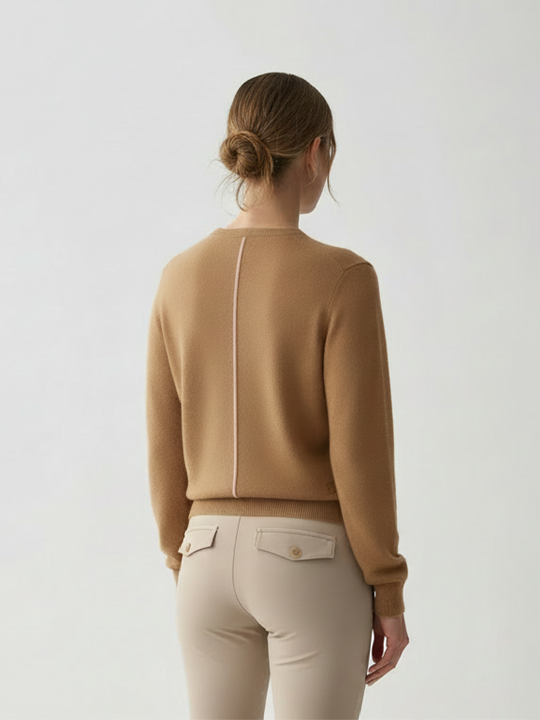 Cashmere Blend Crewneck Sweater: Caramel