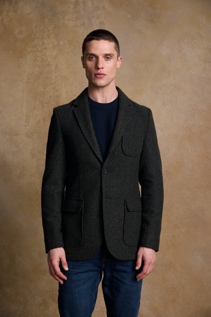 Cian Tweed Blazer - Donegal Pine Herringbone