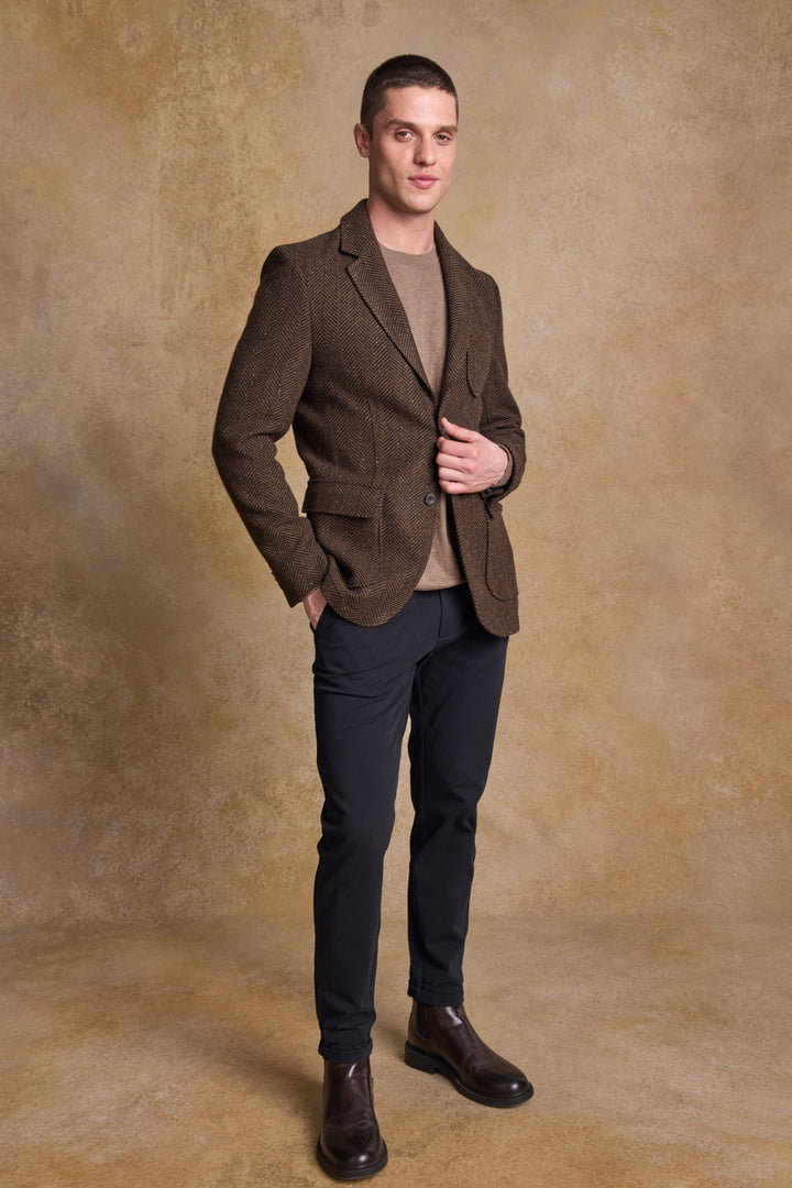 Cian Tweed Blazer - Donegal Walnut Herringbone