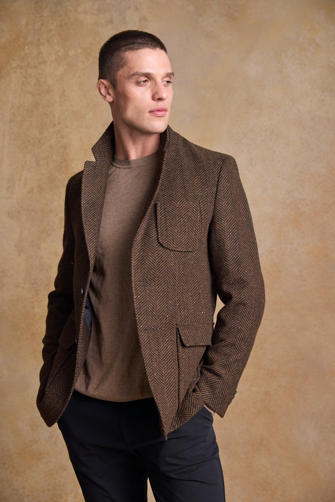 Cian Tweed Blazer - Donegal Walnut Herringbone