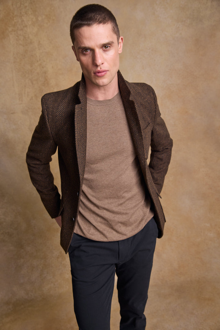 Cian Tweed Blazer - Donegal Walnut Herringbone
