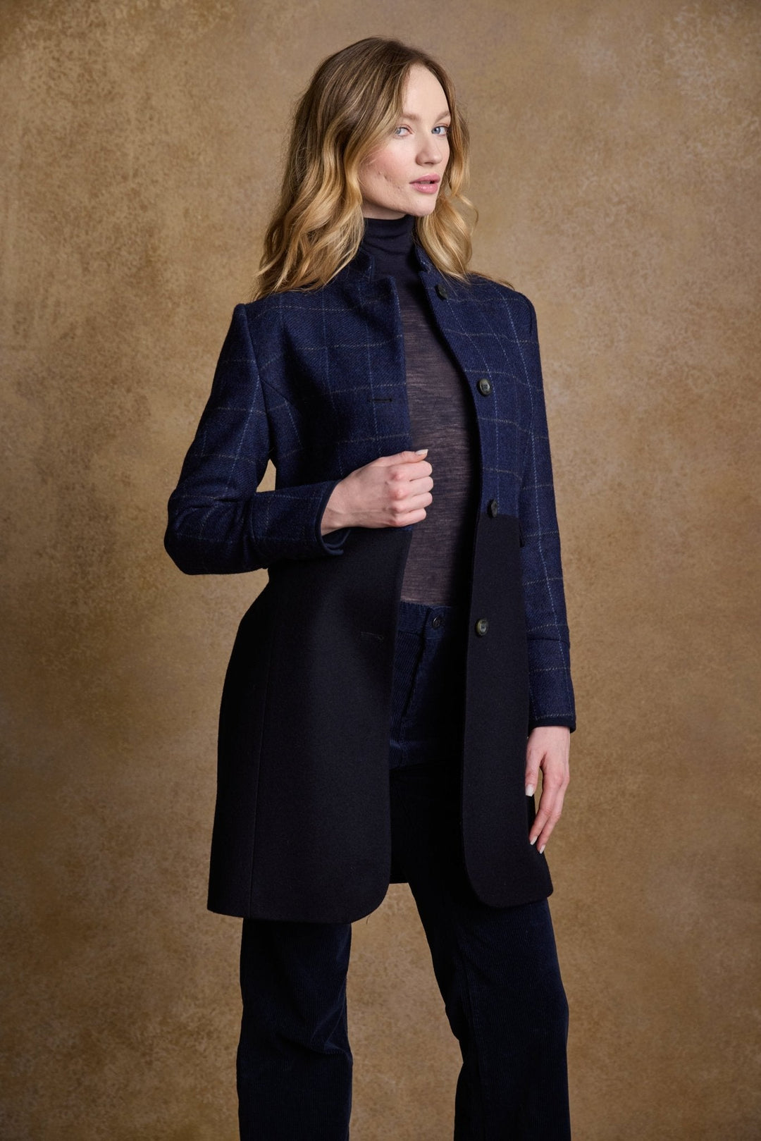 Jack Murphy Ireland - Eileen Tweed Coat - Navy Check & Melton - Tweed