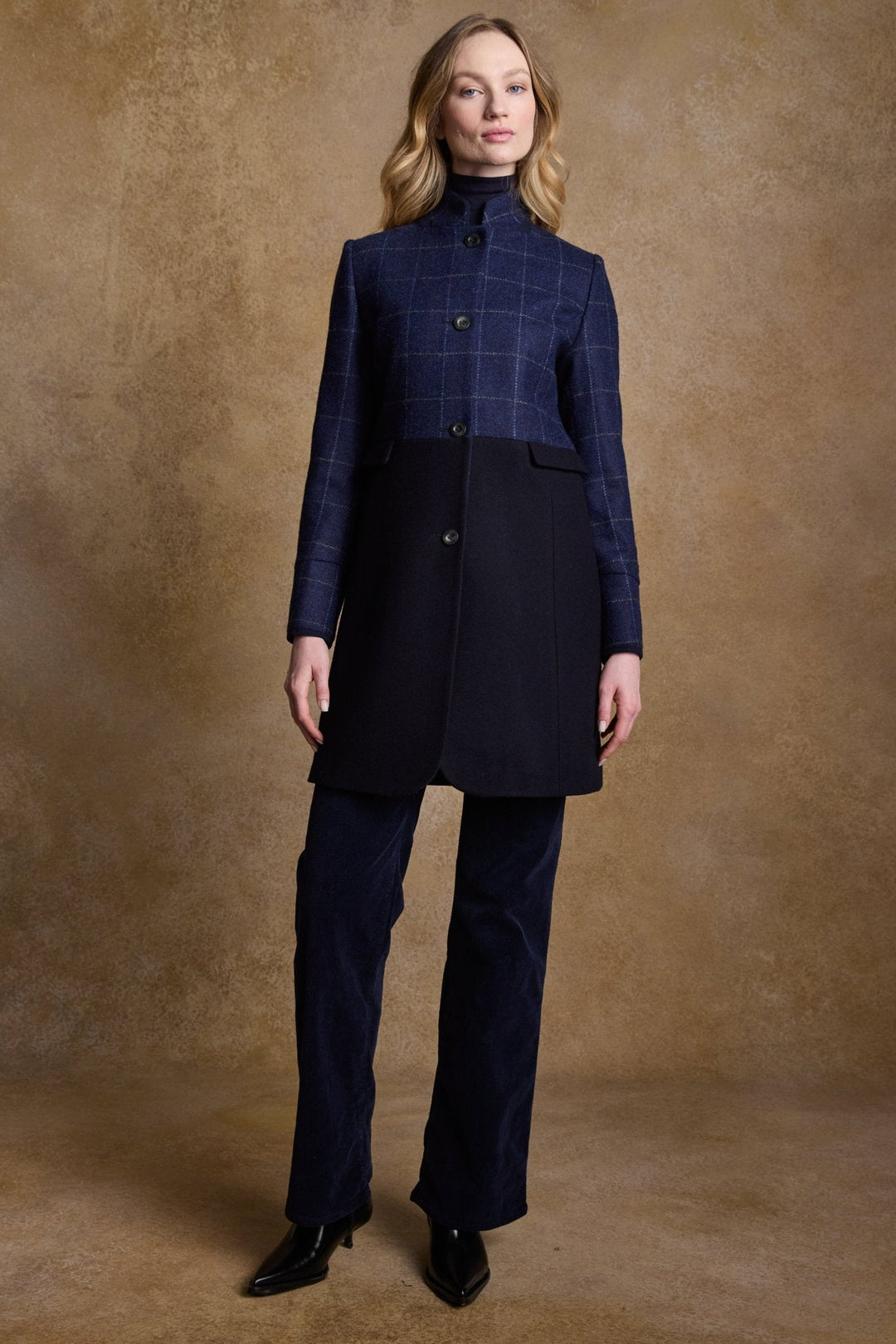 Jack Murphy Ireland - Eileen Tweed Coat - Navy Check & Melton - Tweed