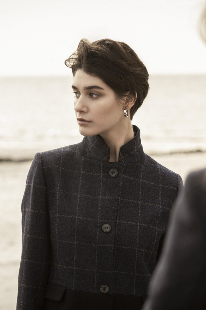 Jack Murphy Ireland - Eileen Tweed Coat - Navy Check & Melton - Tweed