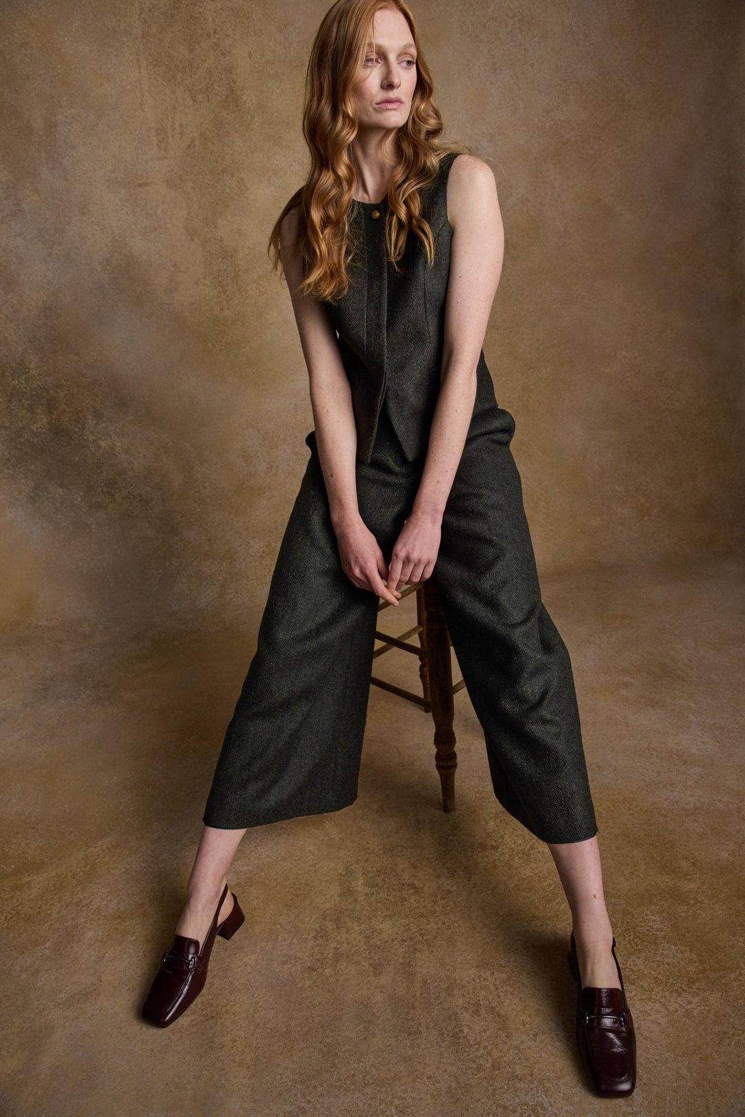 Jack Murphy Ireland - Eva Tweed Waistcoat - Deep Green Herringbone - Tweed