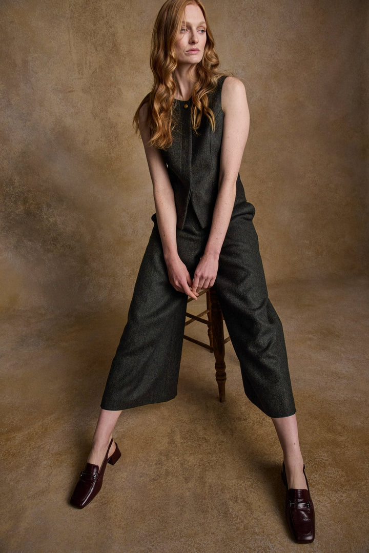 Jack Murphy Ireland - Eva Tweed Waistcoat - Deep Green Herringbone - Tweed