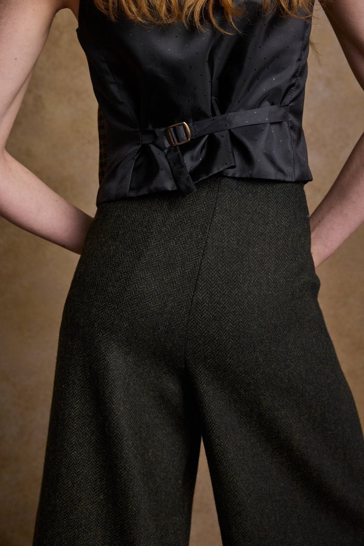 Jack Murphy Ireland - Eva Tweed Waistcoat - Deep Green Herringbone - Tweed
