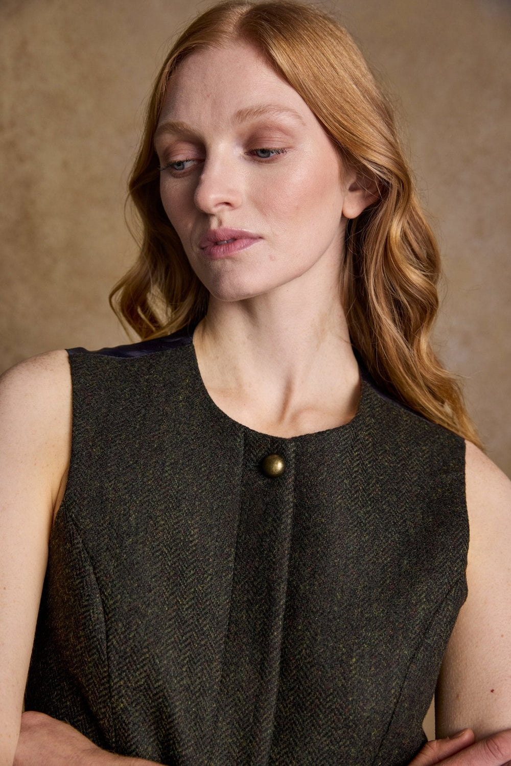 Jack Murphy Ireland - Eva Tweed Waistcoat - Deep Green Herringbone - Tweed