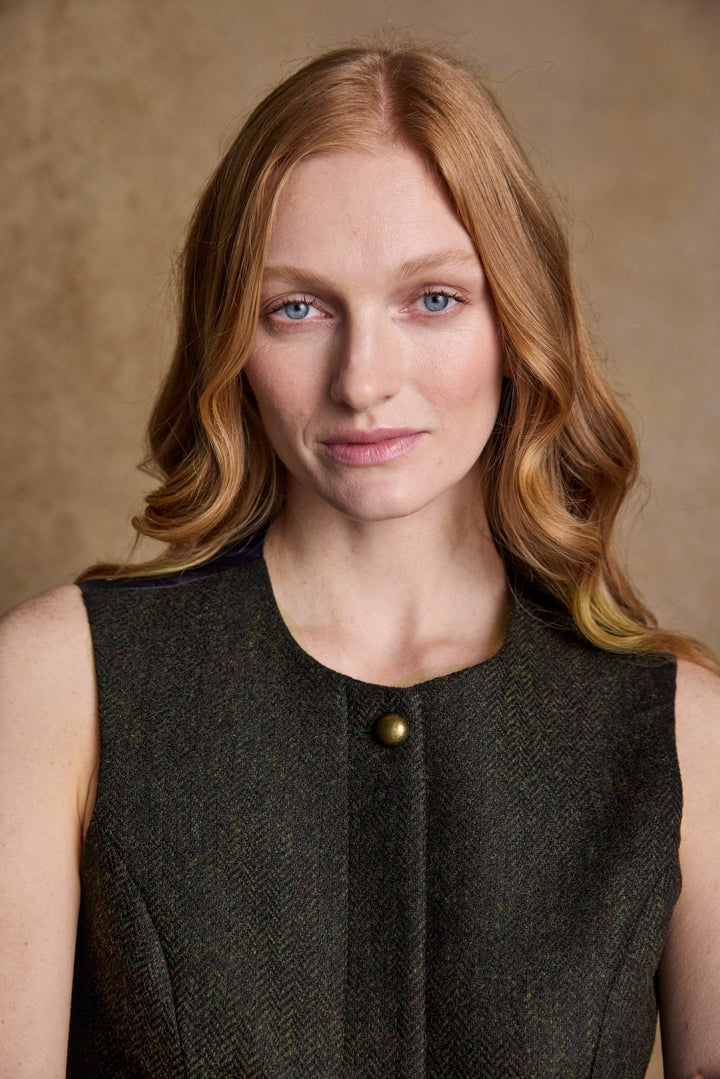 Jack Murphy Ireland - Eva Tweed Waistcoat - Deep Green Herringbone - Tweed