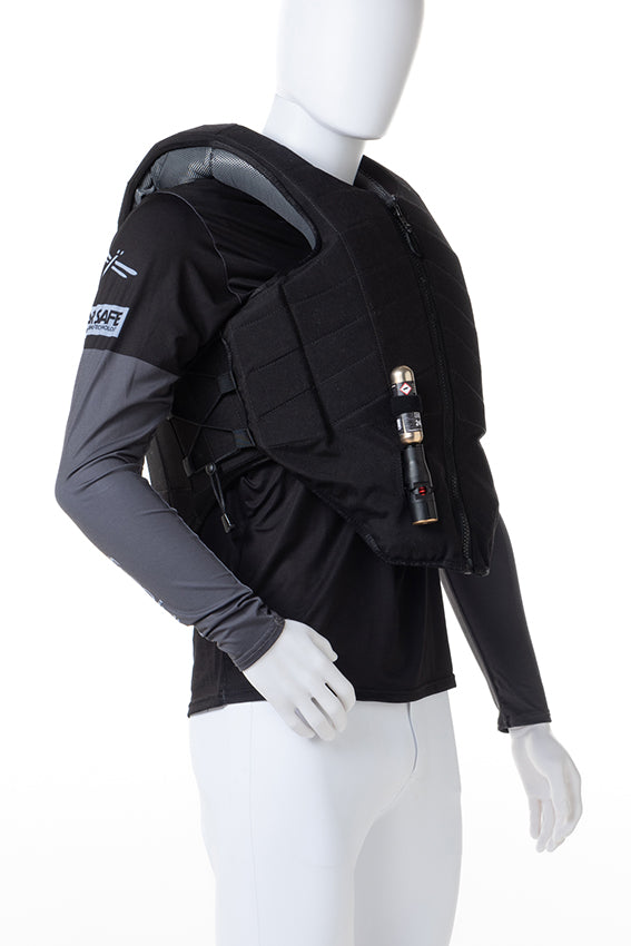 Freejump X'Air Safe vest providing rider protection during equestrian competition