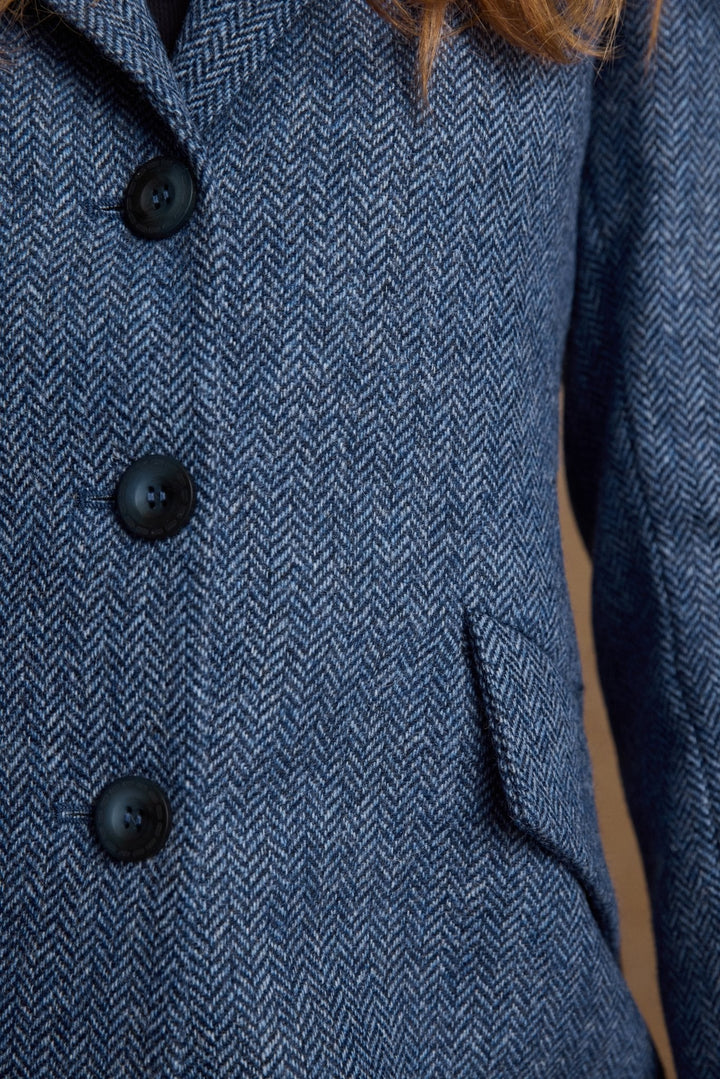 Jack Murphy Ireland - Fran Tweed Coat - Light Blue Herringbone - Tweed