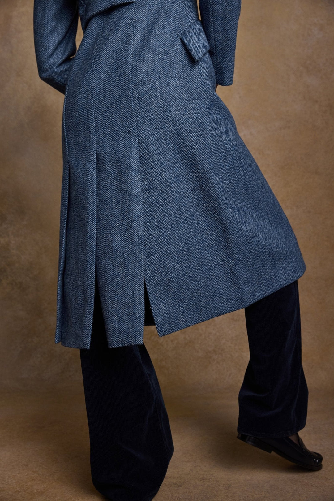 Jack Murphy Ireland - Fran Tweed Coat - Light Blue Herringbone - Tweed