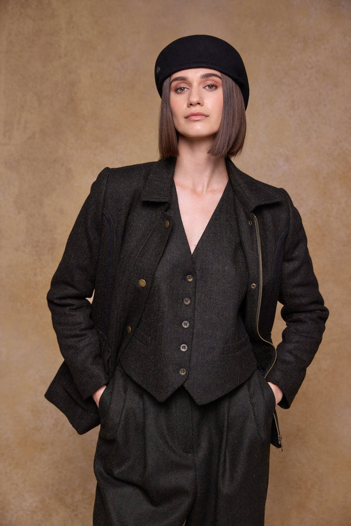 Jack Murphy Ireland - Galway Felt Flat Cap - Black - Hats