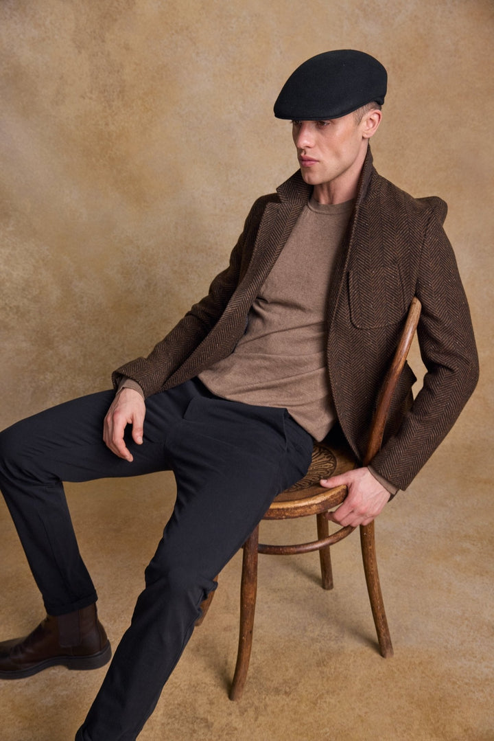 Jack Murphy Ireland - Galway Felt Flat Cap - Black - Hats