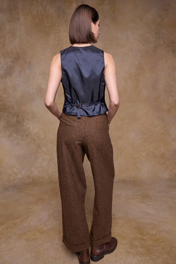 Faye Tweed Trousers - Chestnut Herringbone