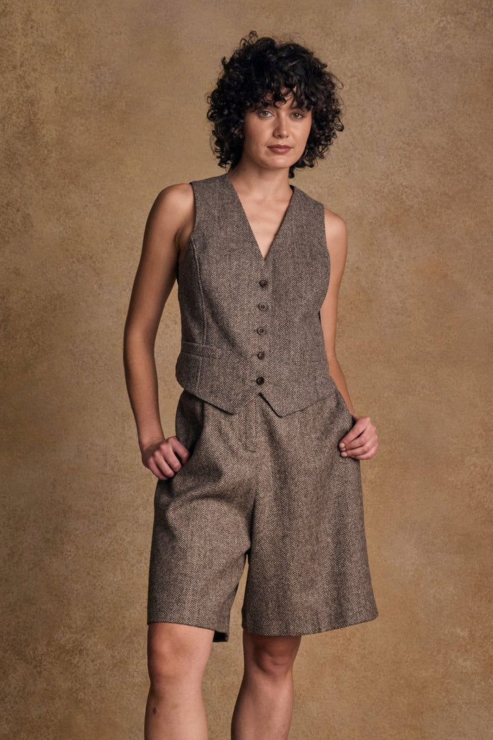 Jack Murphy Ireland - Jess Tweed Shorts - Light Tan Herringbone - Tweed