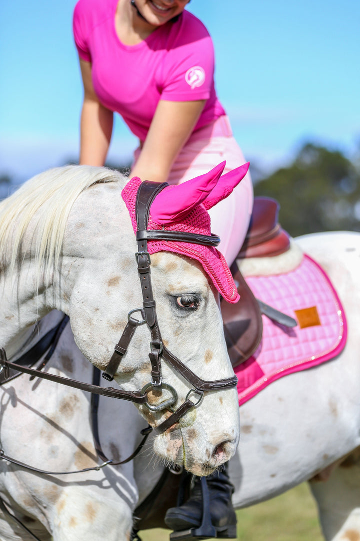 Hot Pink Bonnet - Ear Bonnets by Lady Godiva Equestrian - view 2