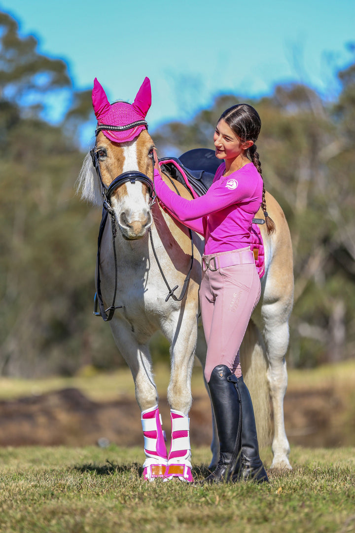 Hot Pink Bonnet - Ear Bonnets by Lady Godiva Equestrian - view 3