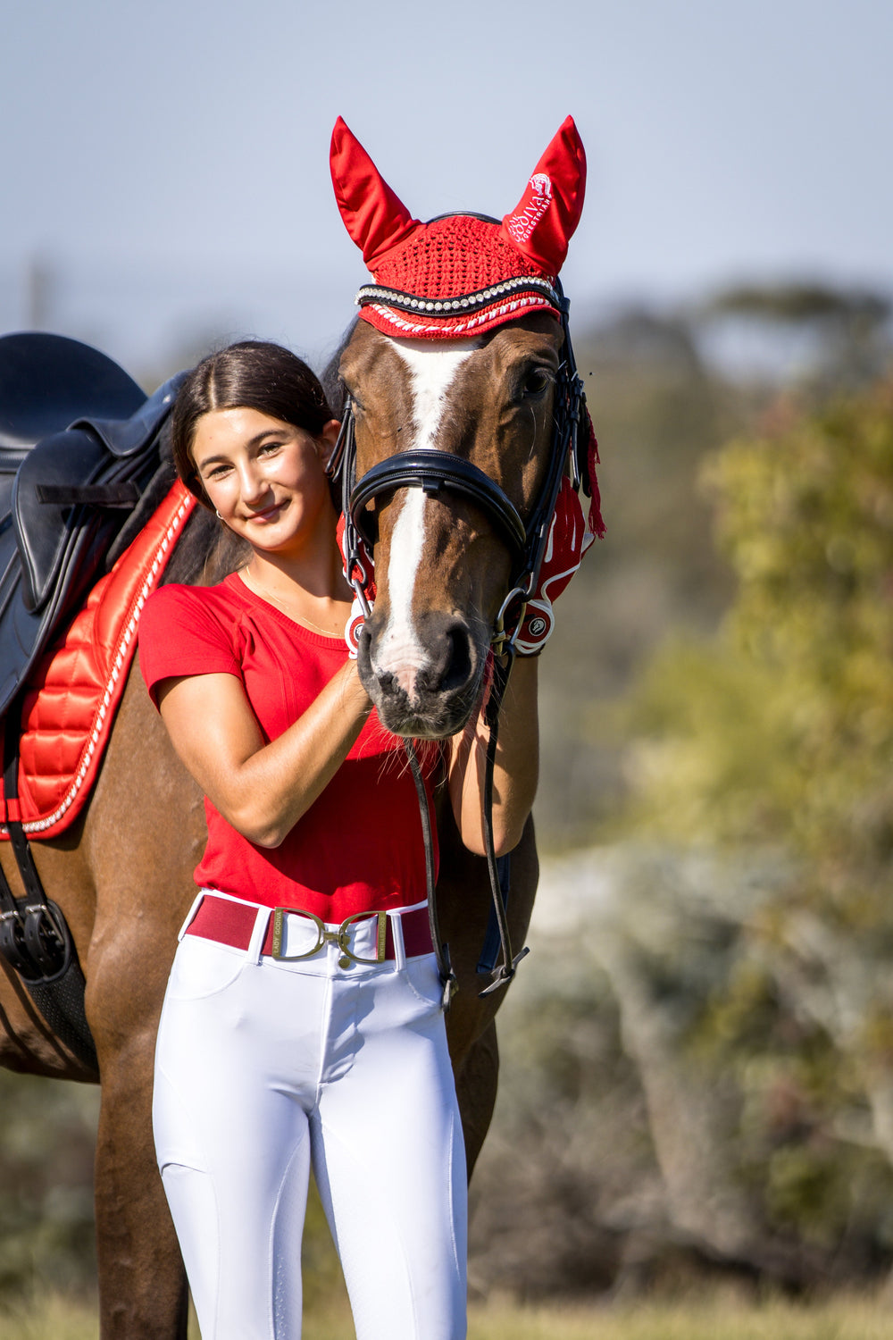 Candy Cane Bonnet - Ear Bonnets by Lady Godiva Equestrian - view 2