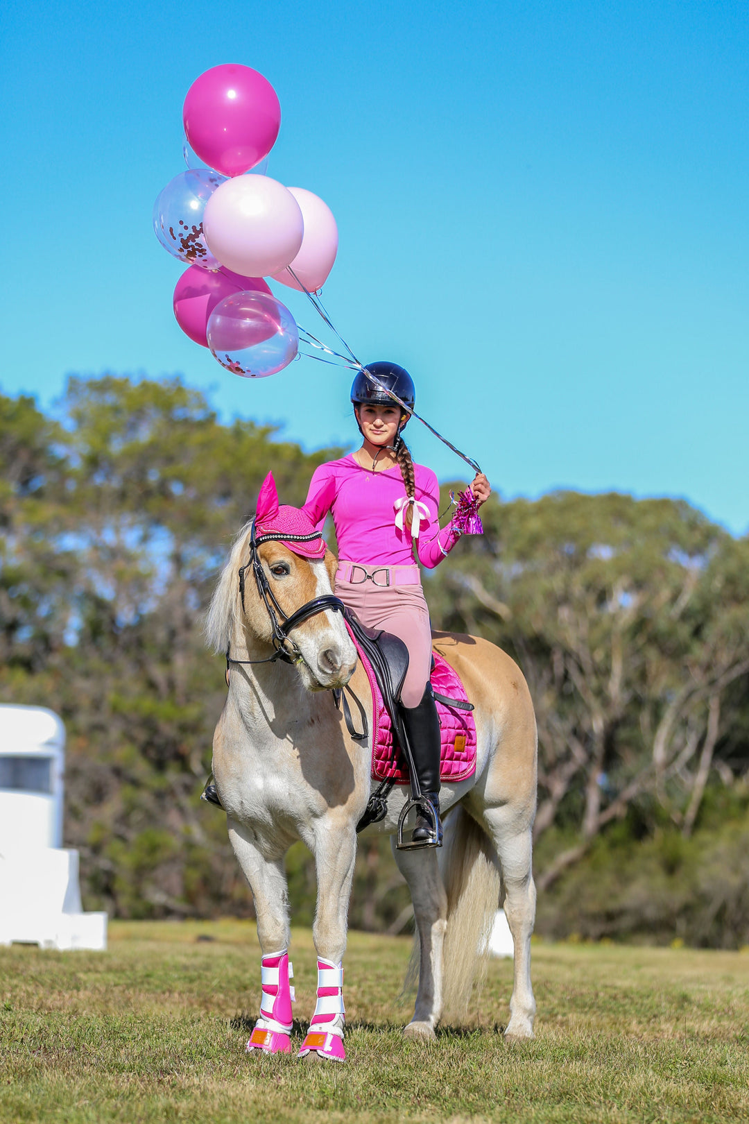Hot Pink Bonnet - Ear Bonnets by Lady Godiva Equestrian - view 5
