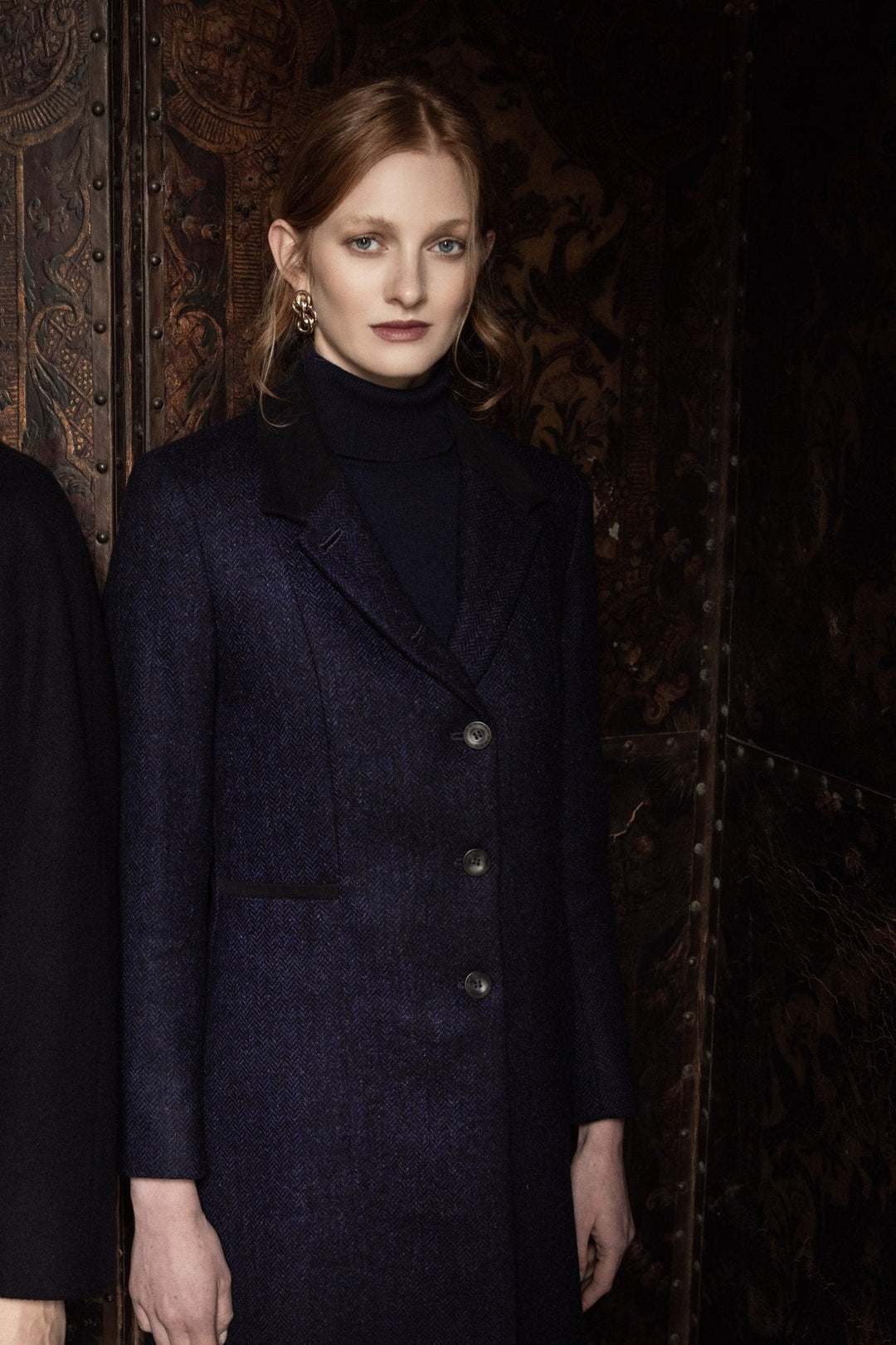 Jack Murphy Ireland - Isabella Tweed Coat - Navy Herringbone - Tweed