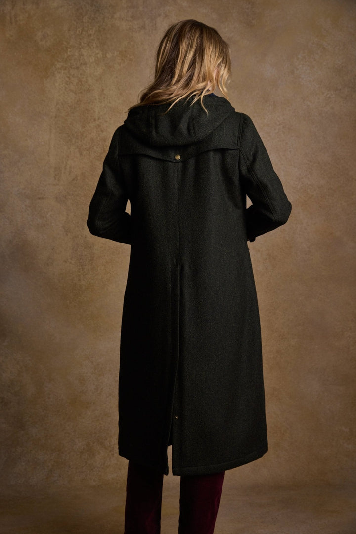 Jack Murphy Ireland - Julia Long Tweed Coat - Deep Green Herringbone - Tweed
