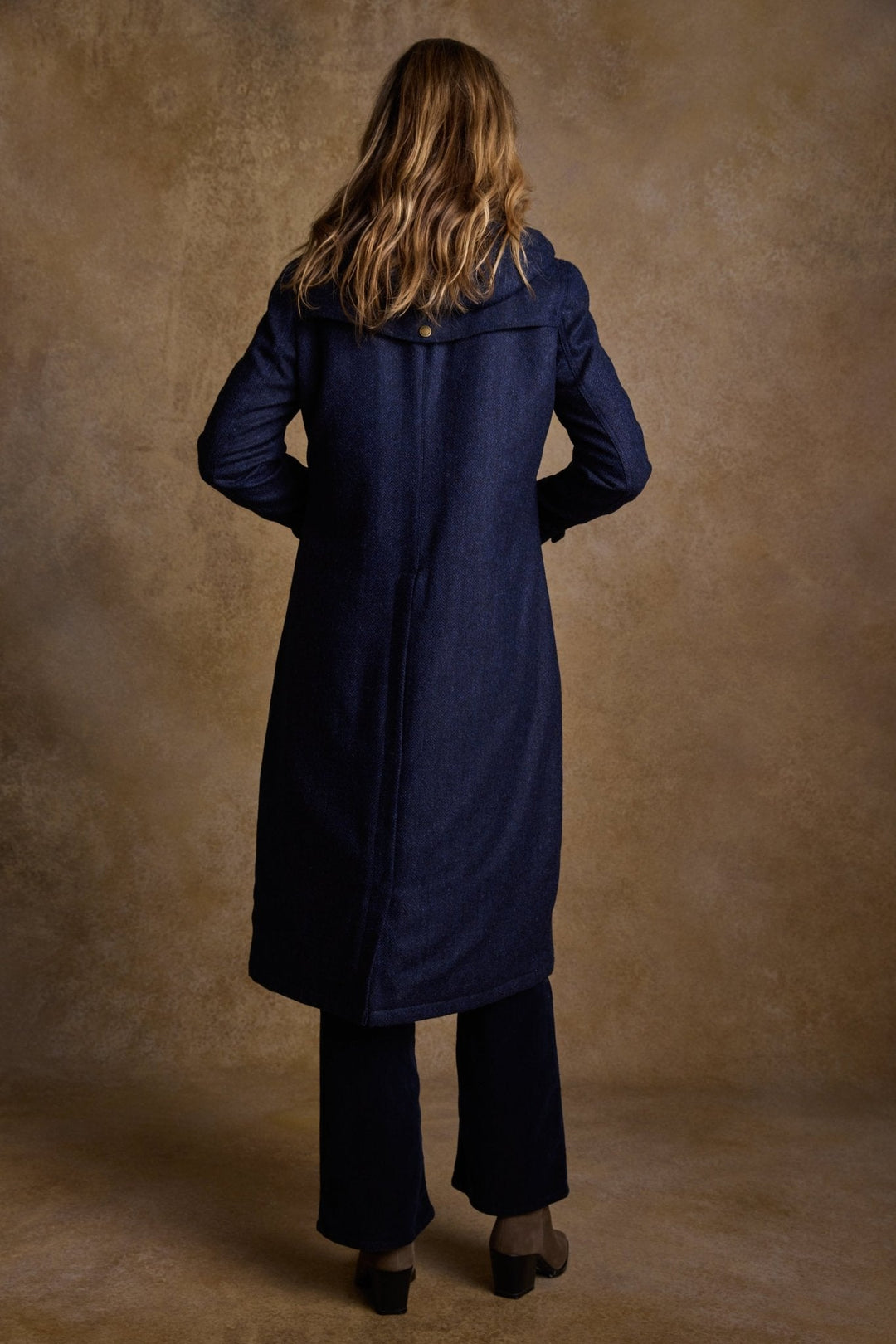 Jack Murphy Ireland - Julia Long Tweed Coat - Navy Herringbone - Tweed