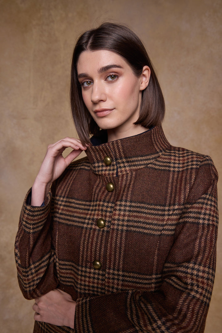 Lynn Tweed Coat - Tobacco Check