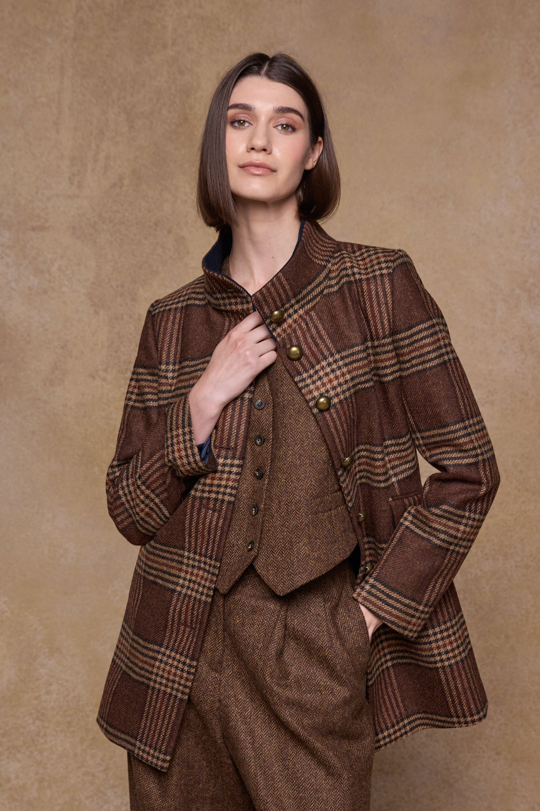 Lynn Tweed Coat - Tobacco Check