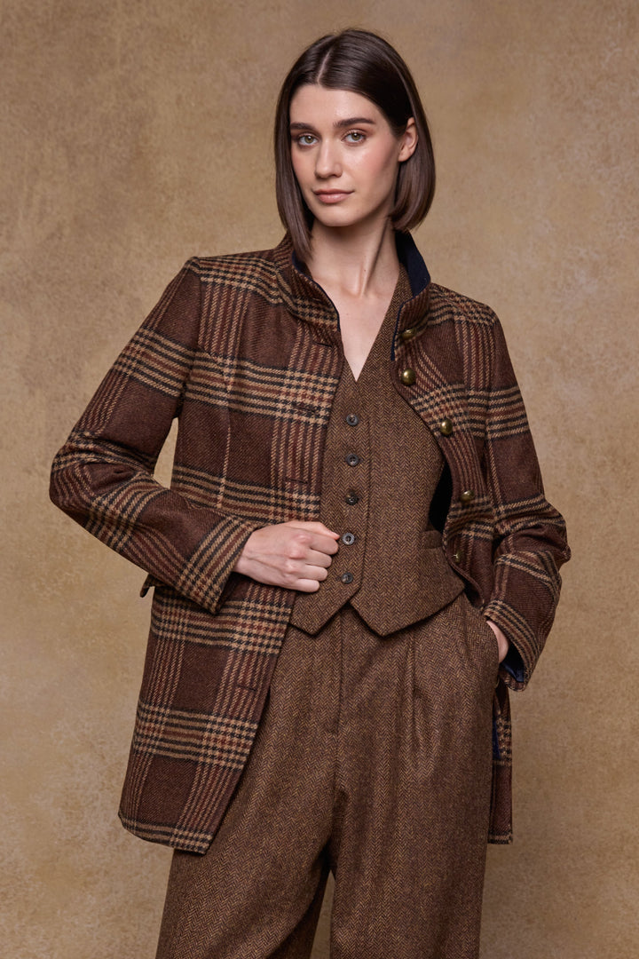 Lynn Tweed Coat - Tobacco Check