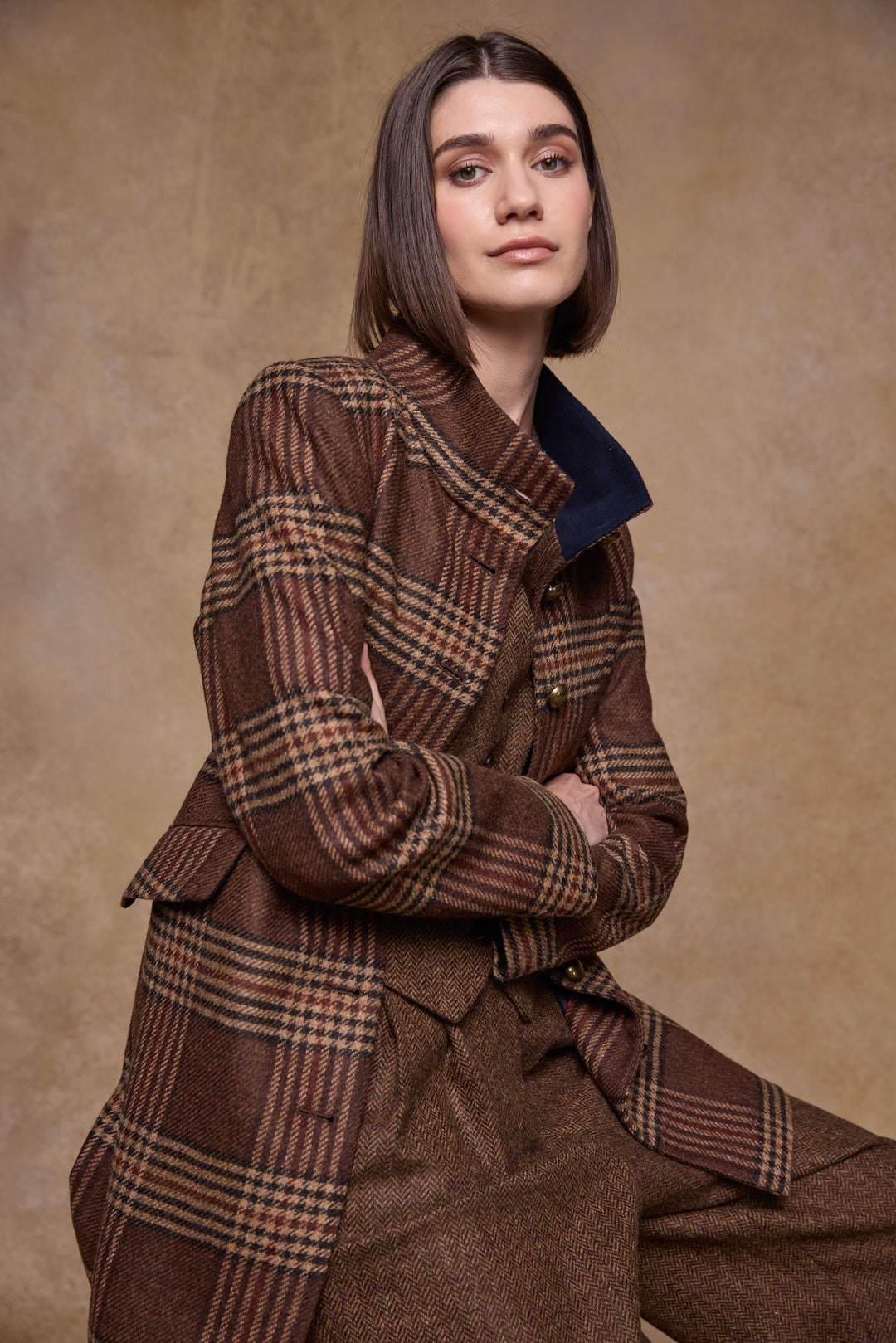 Lynn Tweed Coat - Tobacco Check