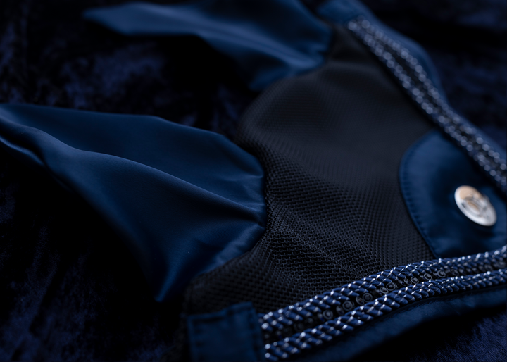 'The Prince' Navy Jewel Satin Ear Bonnet