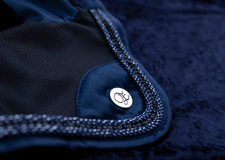 'The Prince' Navy Jewel Satin Ear Bonnet