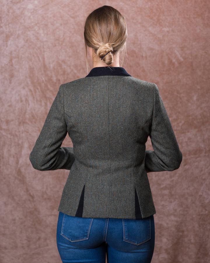 Nicole Tweed Jacket - Olive Teal Herringbone
