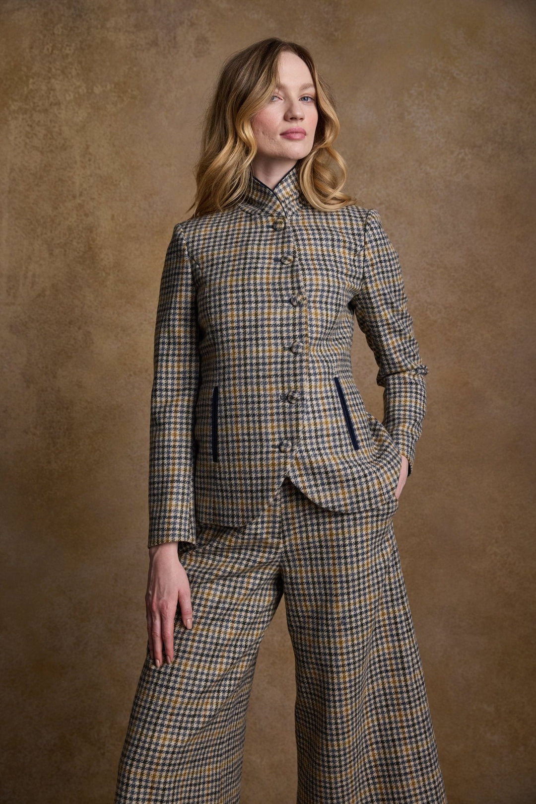 Jack Murphy Ireland - Enya Tweed Culottes - Saffron Cobalt Check - Tweed