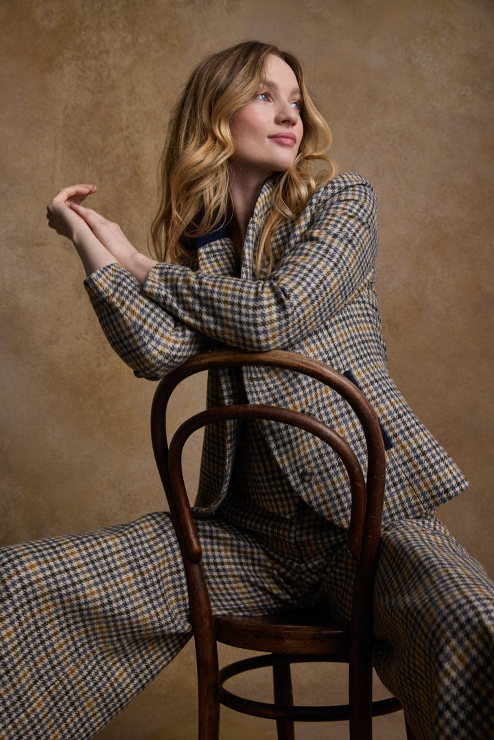 Jack Murphy Ireland - Enya Tweed Culottes - Saffron Cobalt Check - Tweed