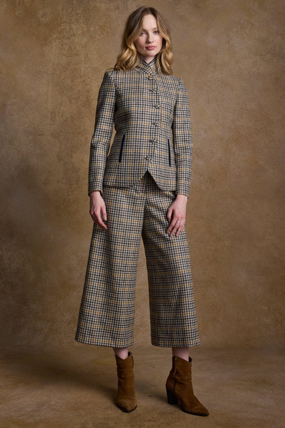 Jack Murphy Ireland - Enya Tweed Culottes - Saffron Cobalt Check - Tweed