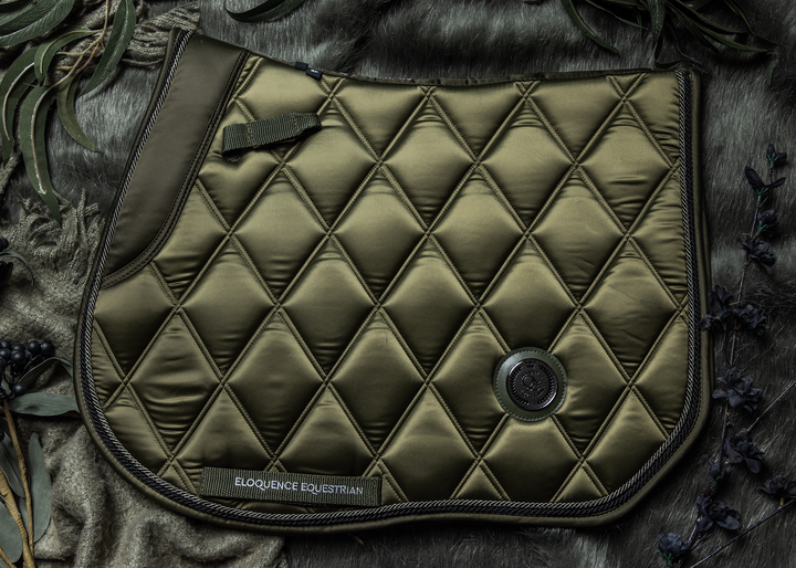 'The Majesty' Deep Olive Jump Saddle Pad - Saddle Pads by Eloquence Equestrian