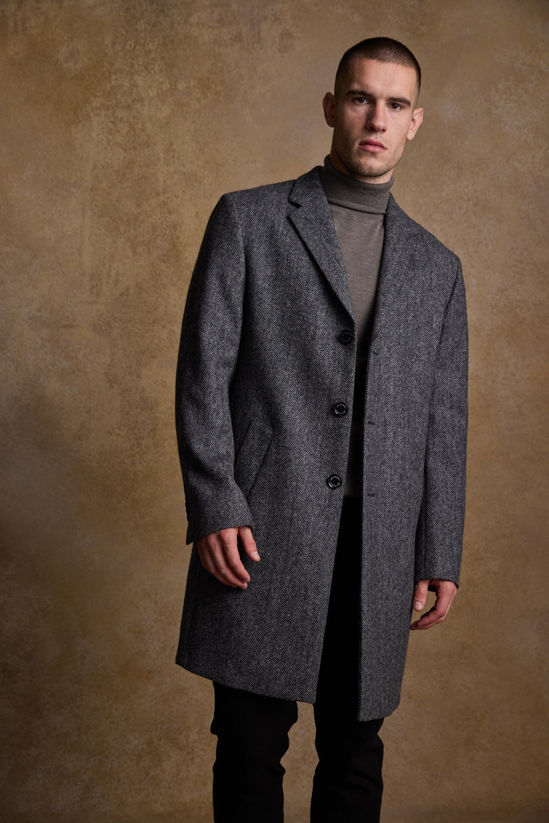 Jack Murphy Ireland - Owen Tweed Coat - Charcoal Wide Herringbone - Tweed