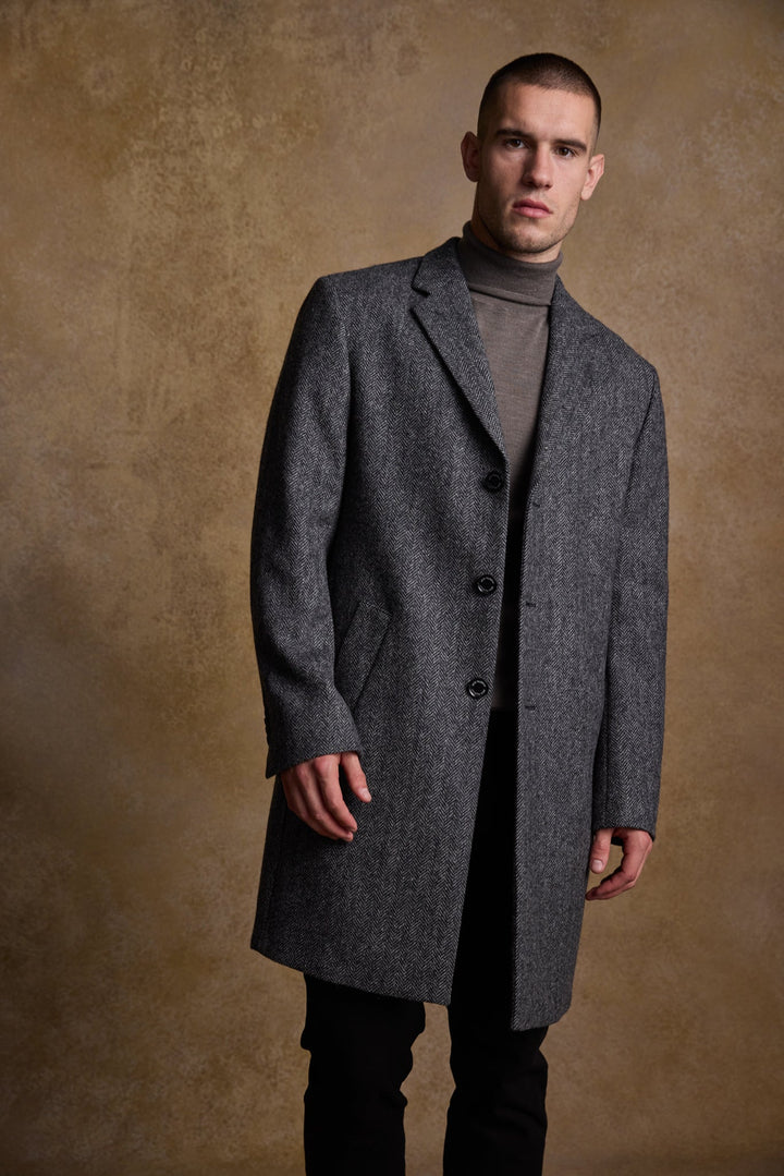 Jack Murphy Ireland - Owen Tweed Coat - Charcoal Wide Herringbone - Tweed
