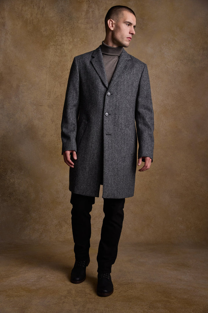 Jack Murphy Ireland - Owen Tweed Coat - Charcoal Wide Herringbone - Tweed