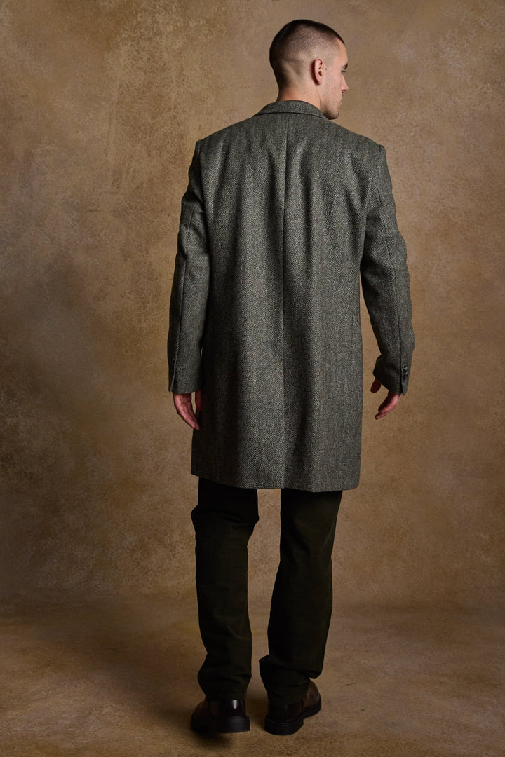 Jack Murphy Ireland - Owen Tweed Coat - Olive Wide Herringbone - Tweed