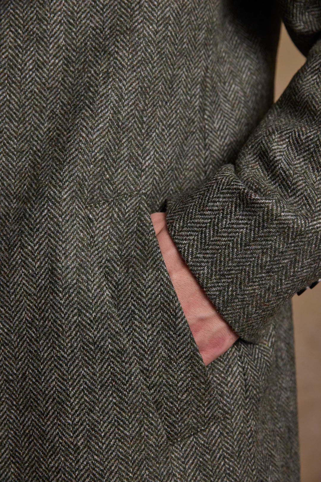Jack Murphy Ireland - Owen Tweed Coat - Olive Wide Herringbone - Tweed