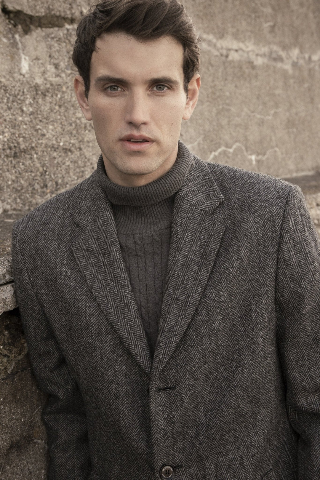 Jack Murphy Ireland - Owen Tweed Coat - Charcoal Wide Herringbone - Tweed