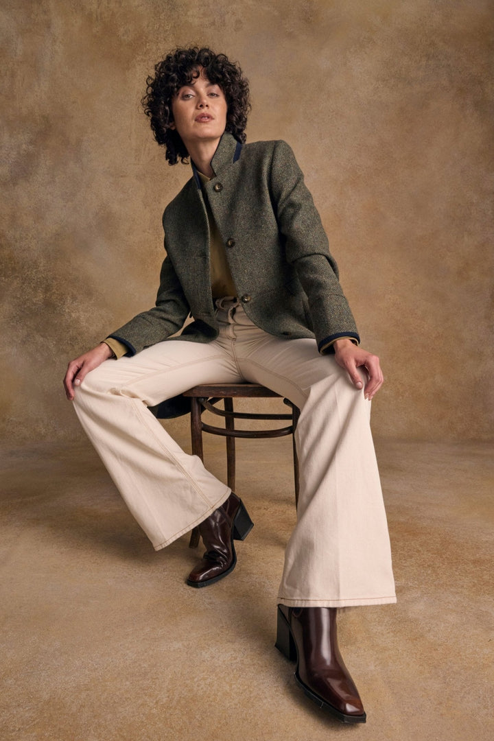 Jack Murphy Ireland - Pamela Tweed Coat - Donegal Moss Herringbone - Tweed