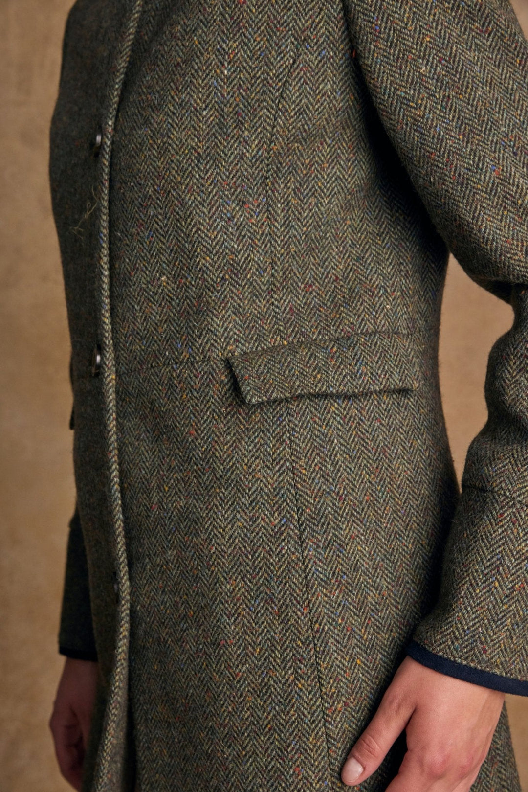 Jack Murphy Ireland - Pamela Tweed Coat - Donegal Moss Herringbone - Tweed