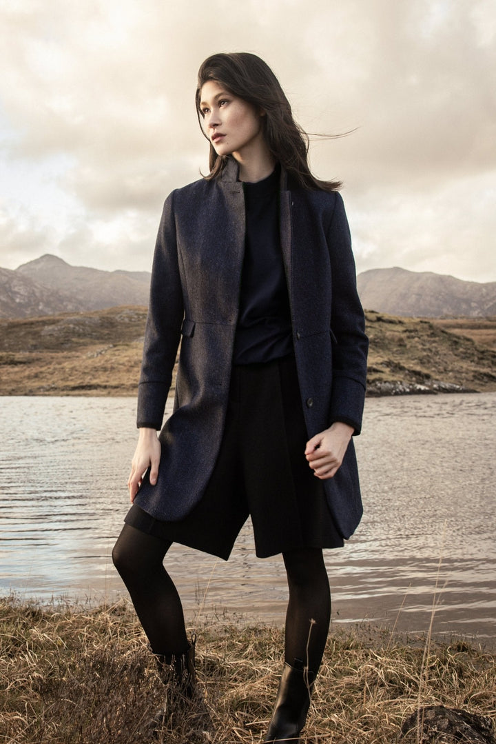 Jack Murphy Ireland - Pamela Tweed Coat - Navy Herringbone - Tweed