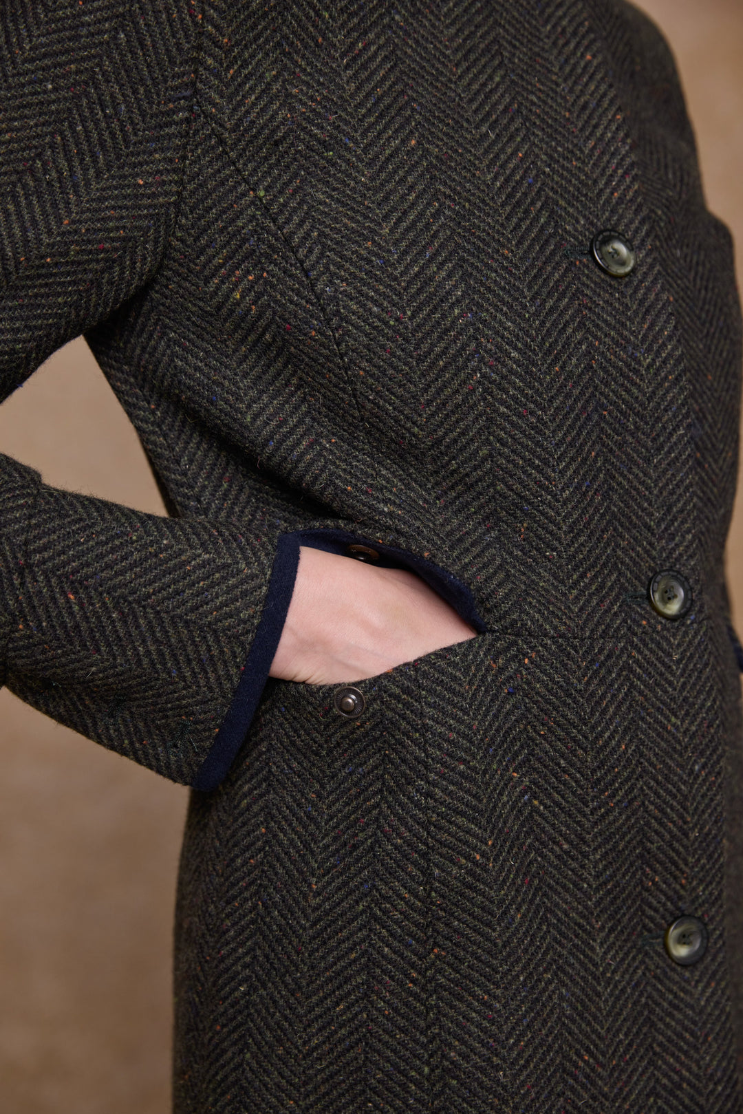 Pamela Tweed Coat - Donegal Pine Herringbone