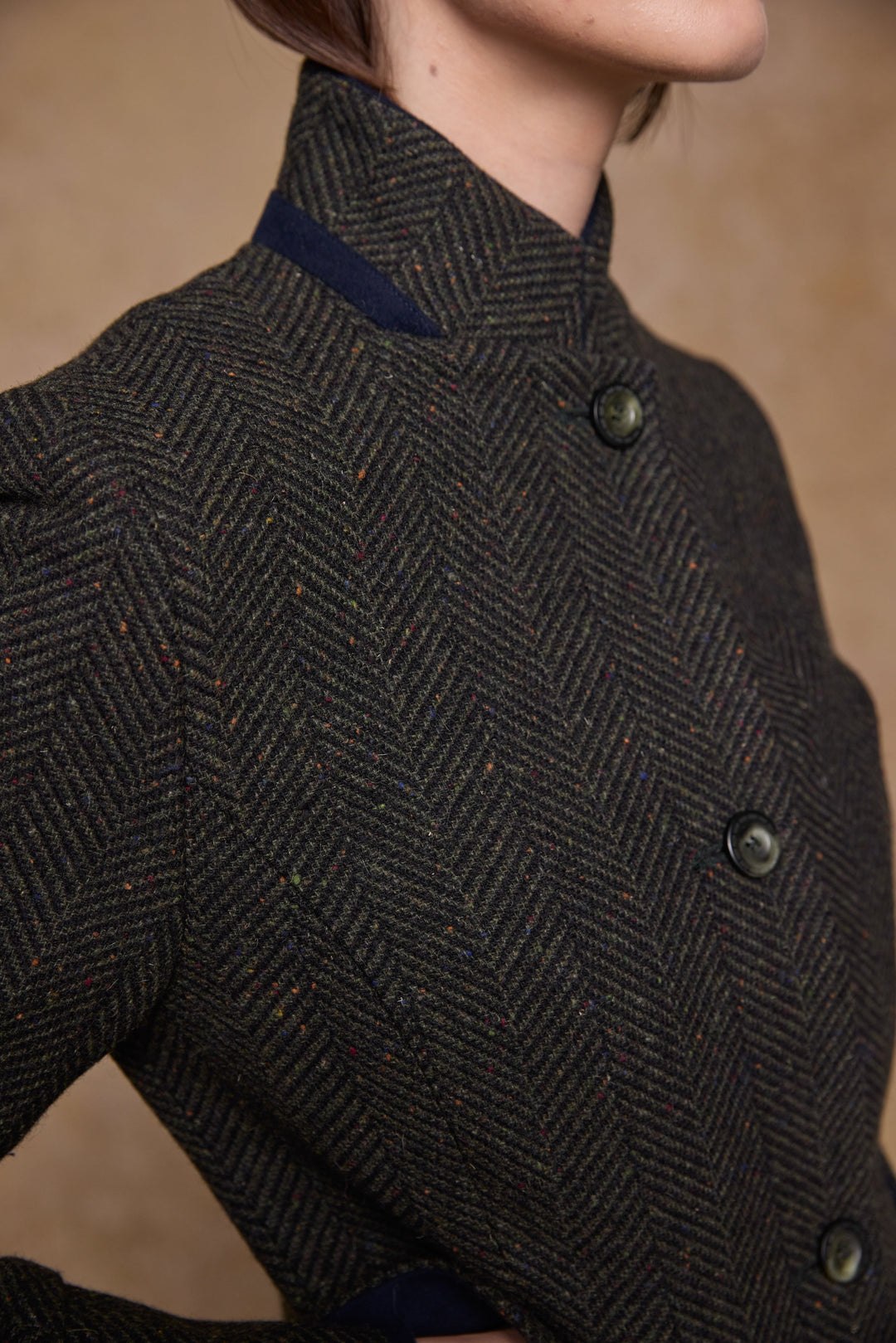 Pamela Tweed Coat - Donegal Pine Herringbone
